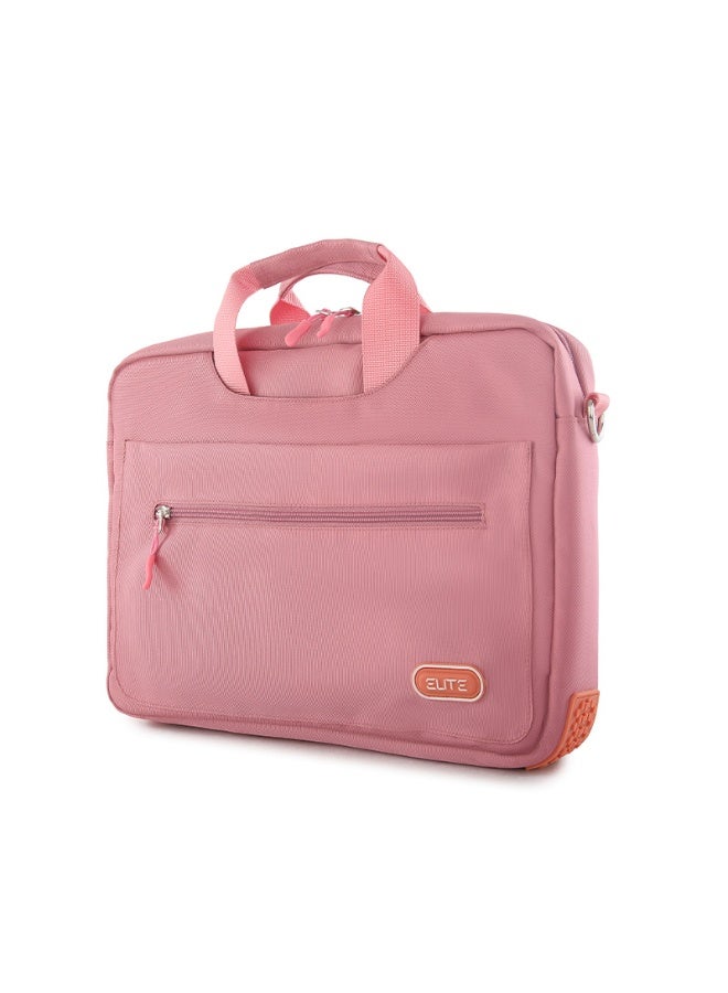 Elite Bags Elite pink 14.1" Laptop Bag Elite – Soft Velvet Interior, Shoulder Strap & Large Front Pocket - Image 3